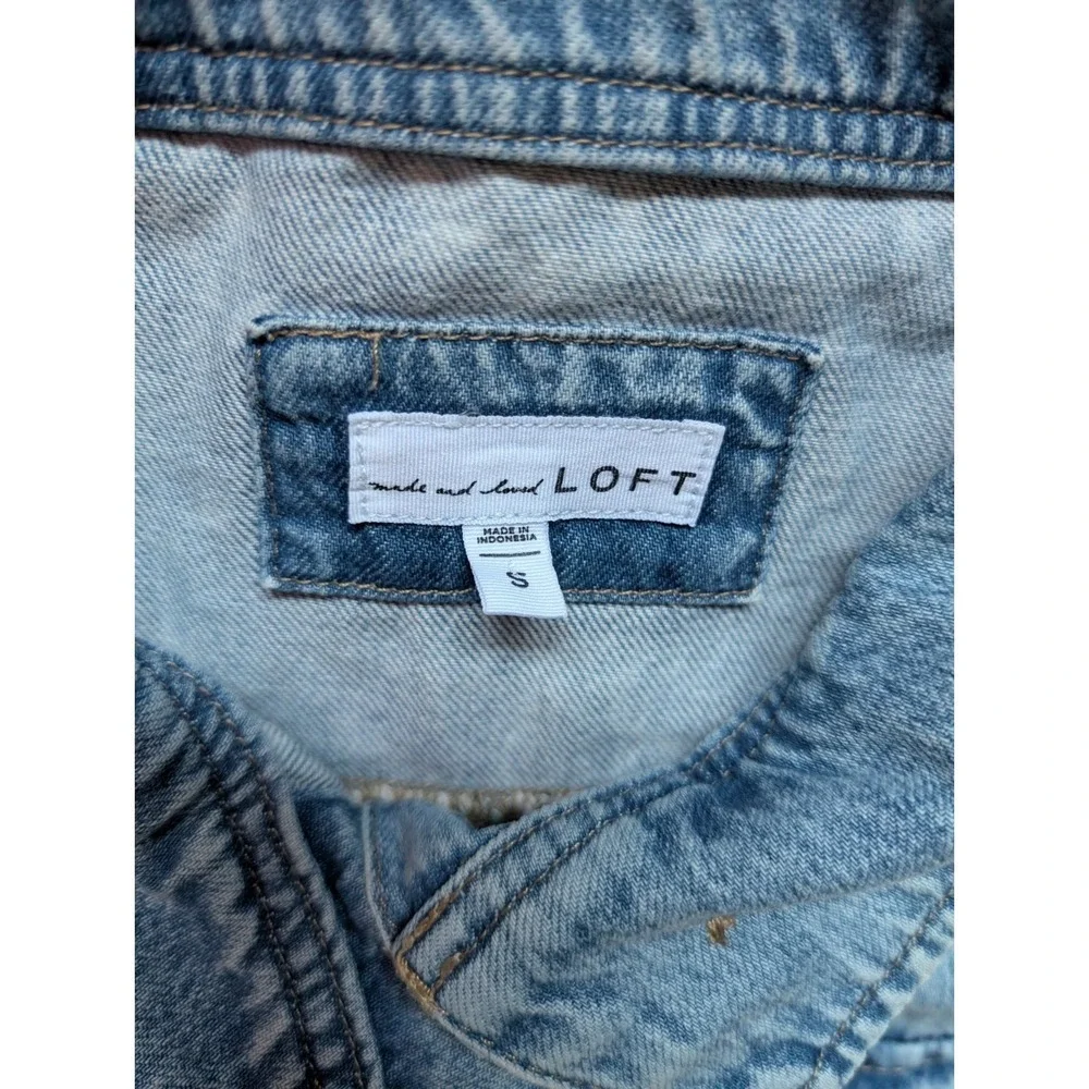NWOT Loft Womens Sz S Lightweight Denim Jacket Oversized Crop Classic Preppy - Picture 3 of 8